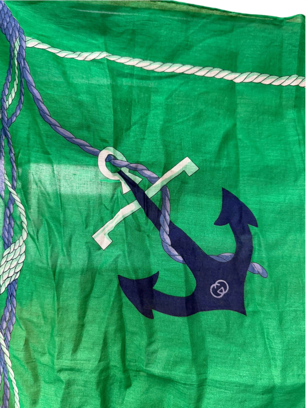 Gucci Green Cotton Rope & Anchor Scarf