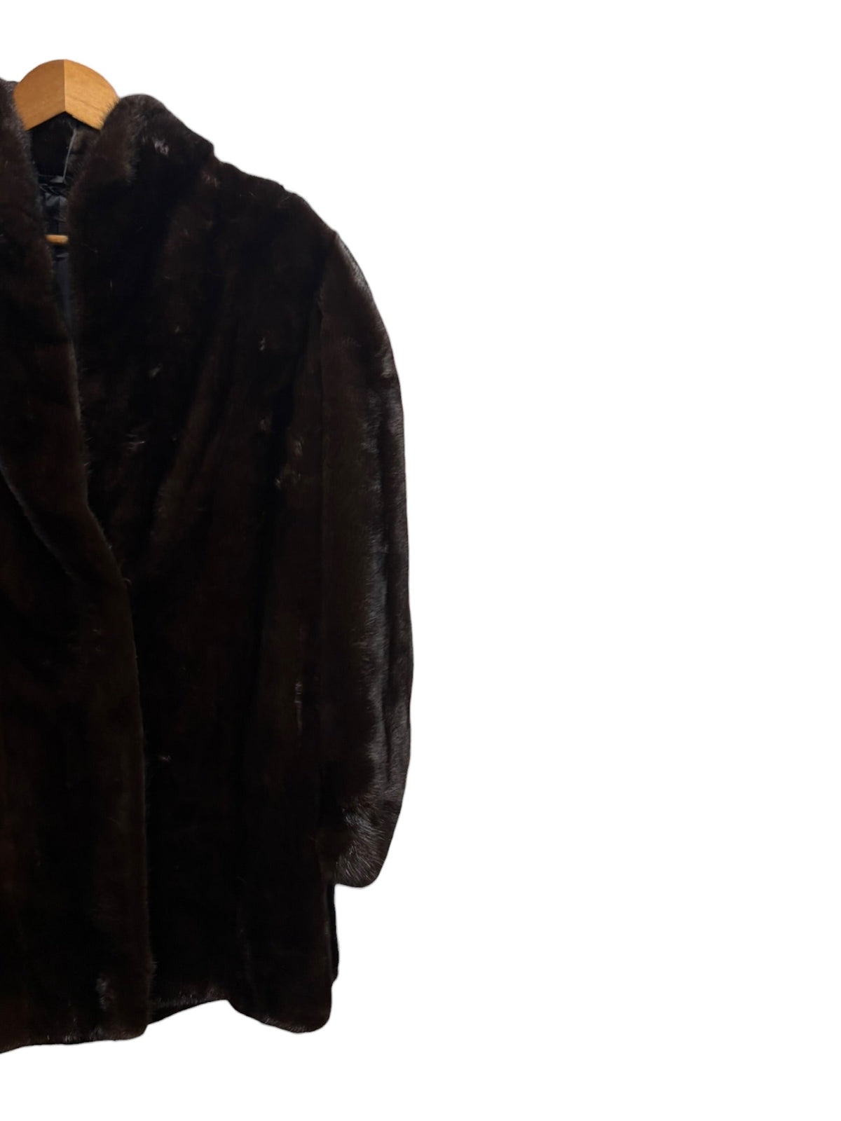 Vintage Saga Ranched Mink Dark Brown Fur Coat