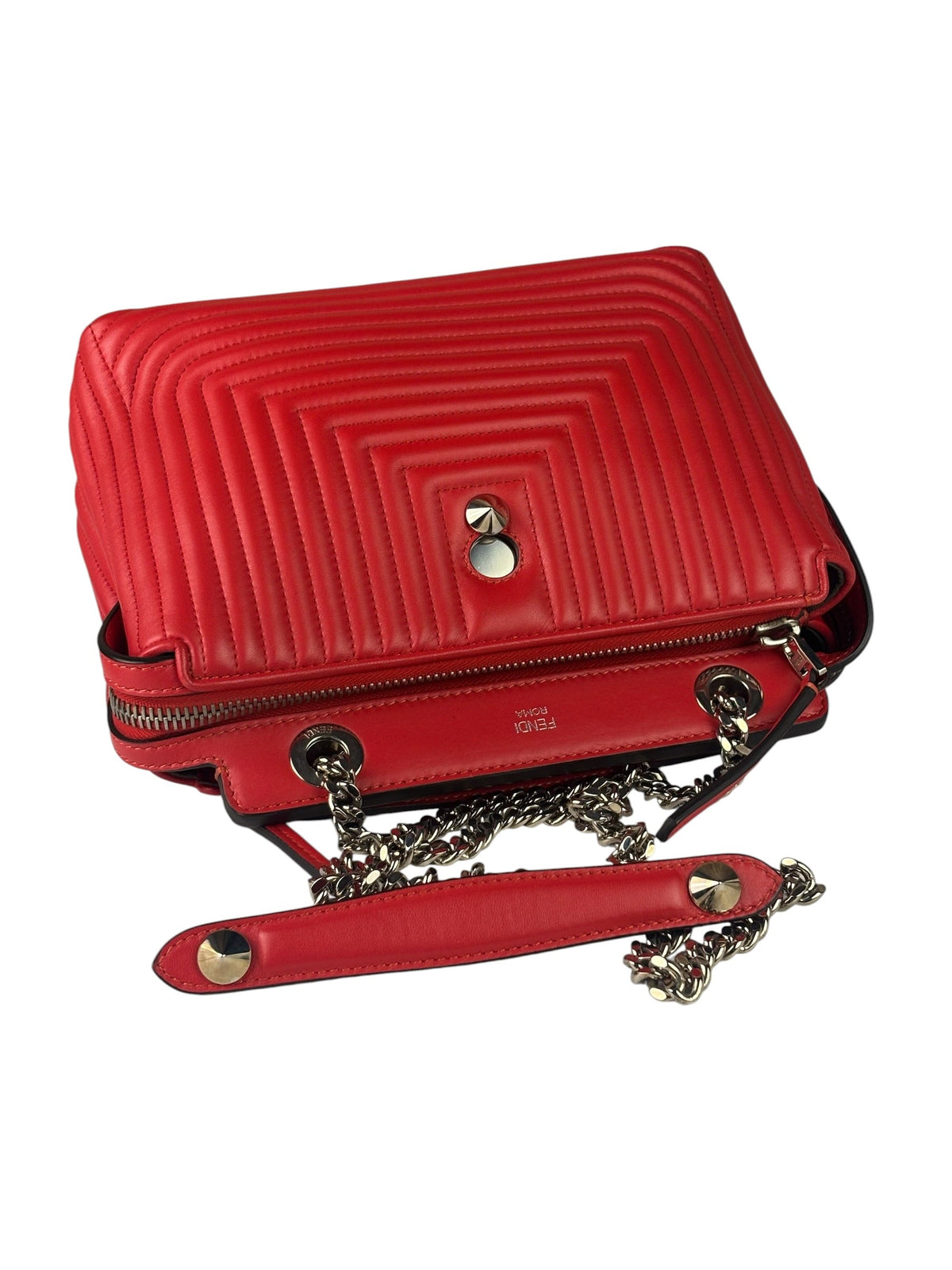 Fendi Vintage Red Calfskin Potcom Click Small Shoulder Bag