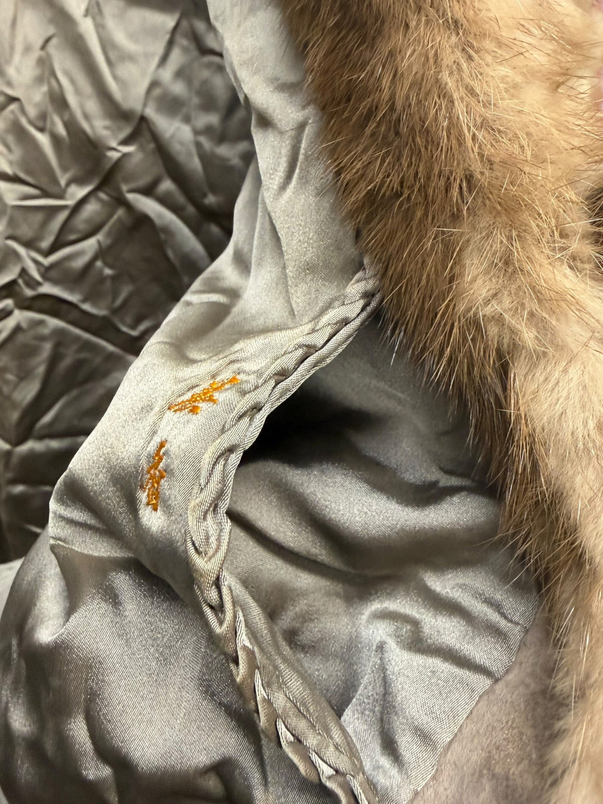 Vintage Light Brown Quilted Mink Fur Coat