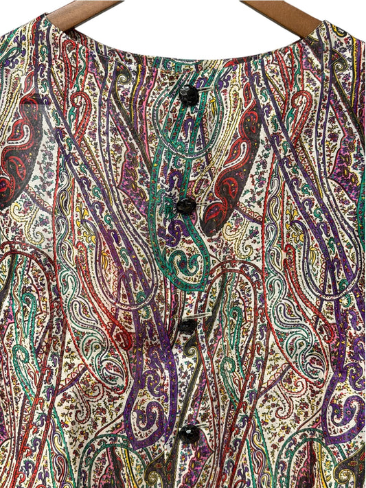 1980s Yves Saint Laurent Silk Multicolor Paisley Blouse