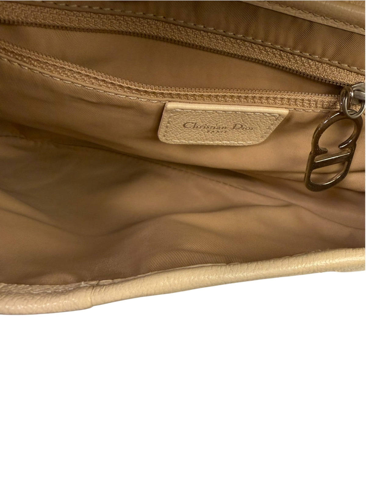 Christian Dior Cream Leather Saddle Shoulder Bag