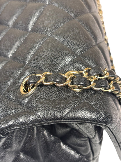 Chanel Black Quilted Caviar Jumbo Flap Bag 2021