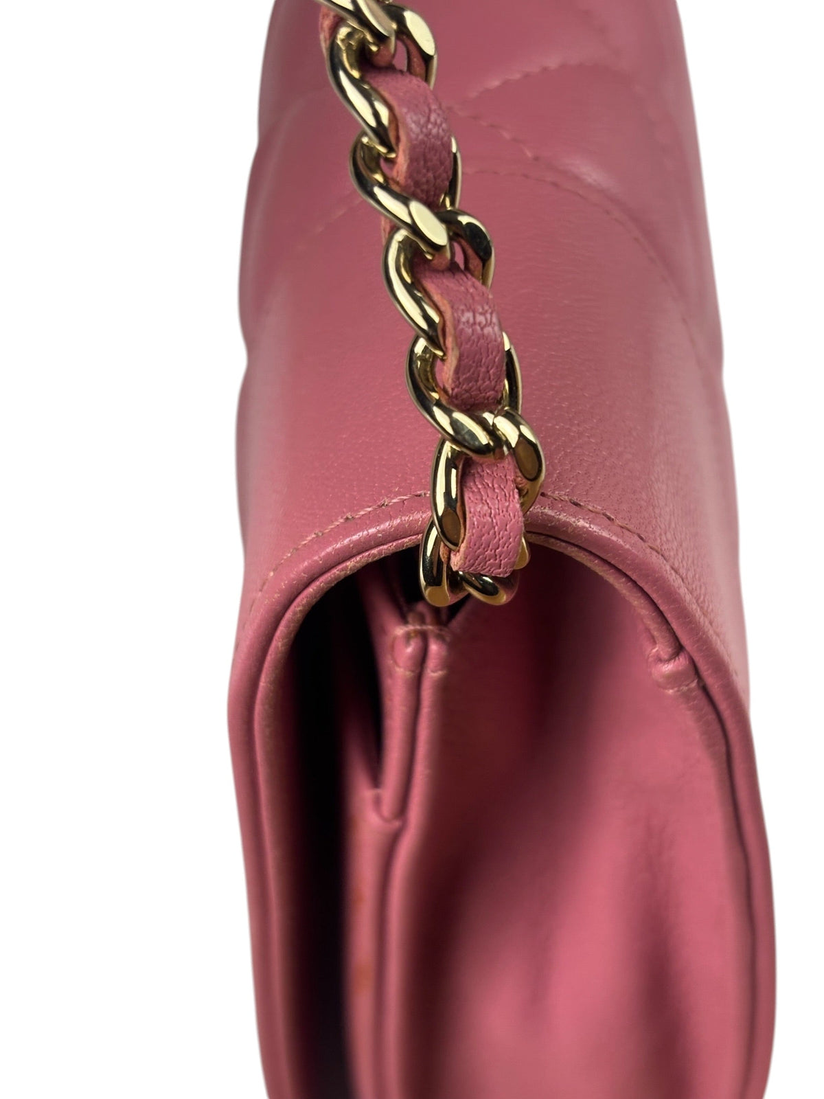 Chanel Pink Lambskin Mademoiselle Flap Wallet On Chain 2018