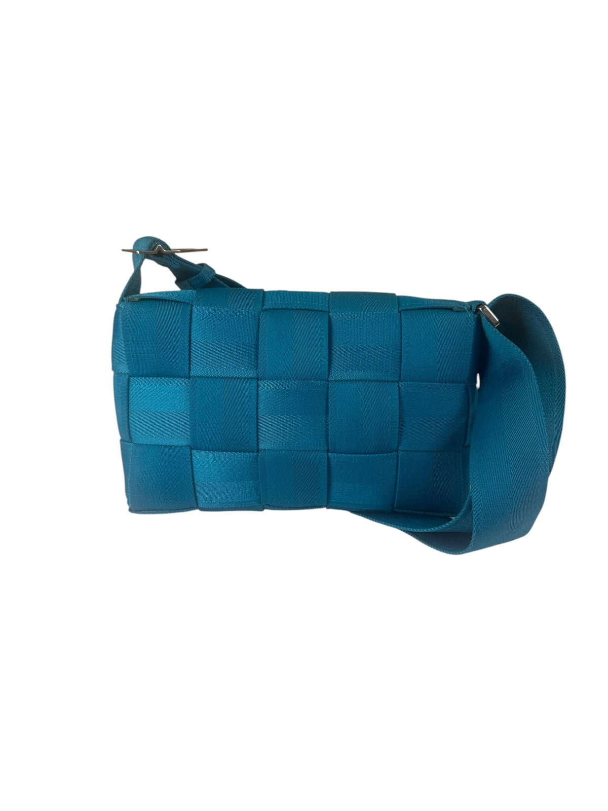 Bottega Veneta Teal Blue Intrecciato Cassette Flap Crossbody Bag
