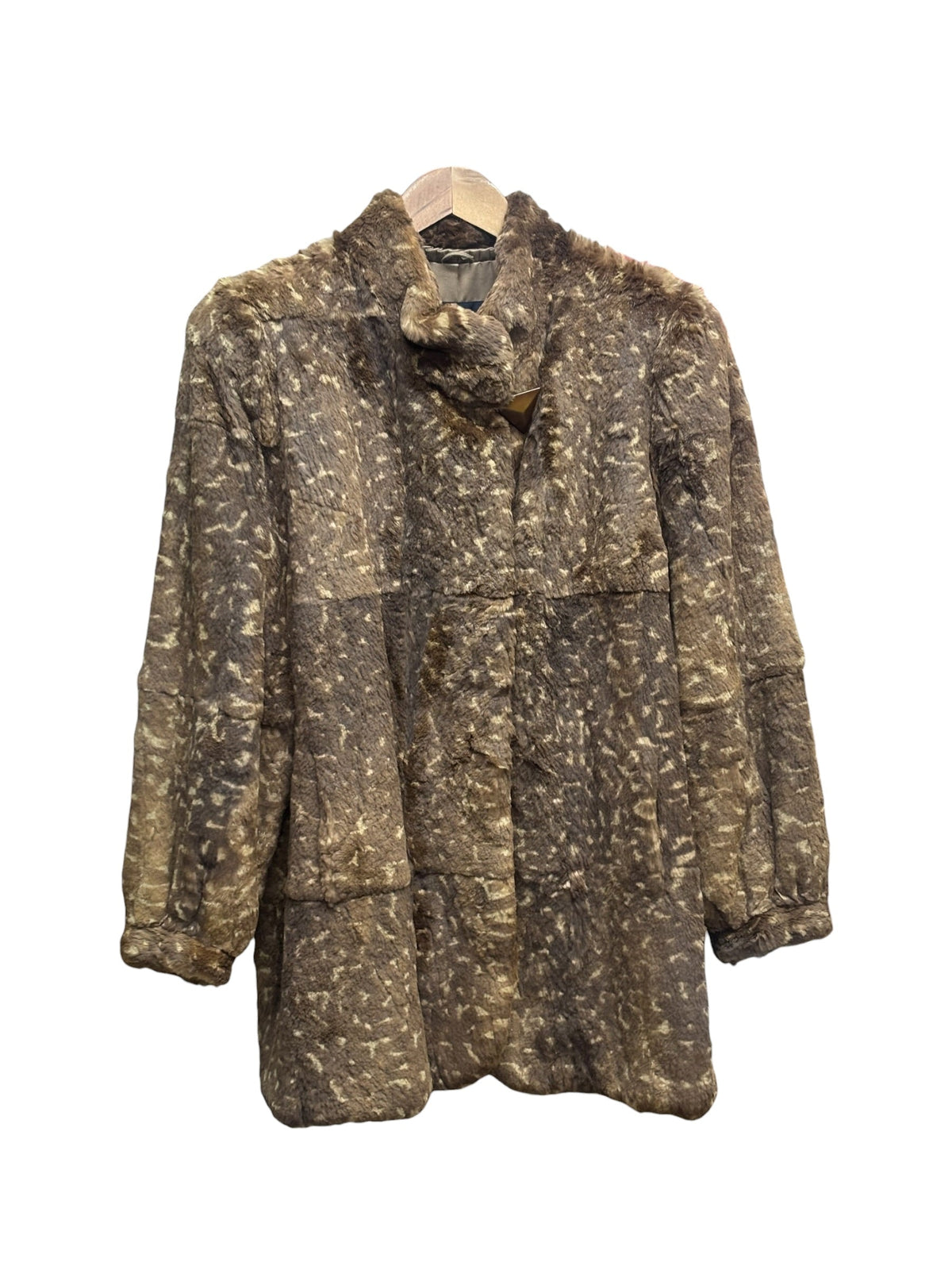 Canadia Fawn Print Llush Faux Fur Coat