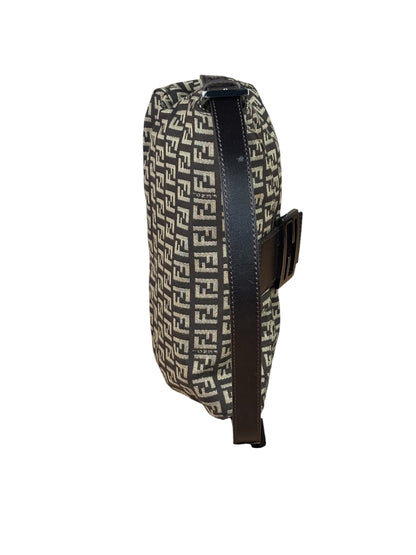 Fendi Black/Beige Leather Trim Zucca Mamma Baguette