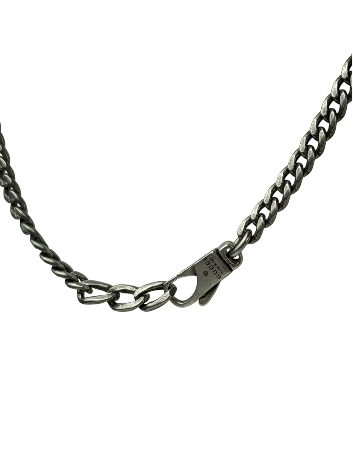 Gucci Sterling Silver Tag Turquoise Enamel Pendant Necklace