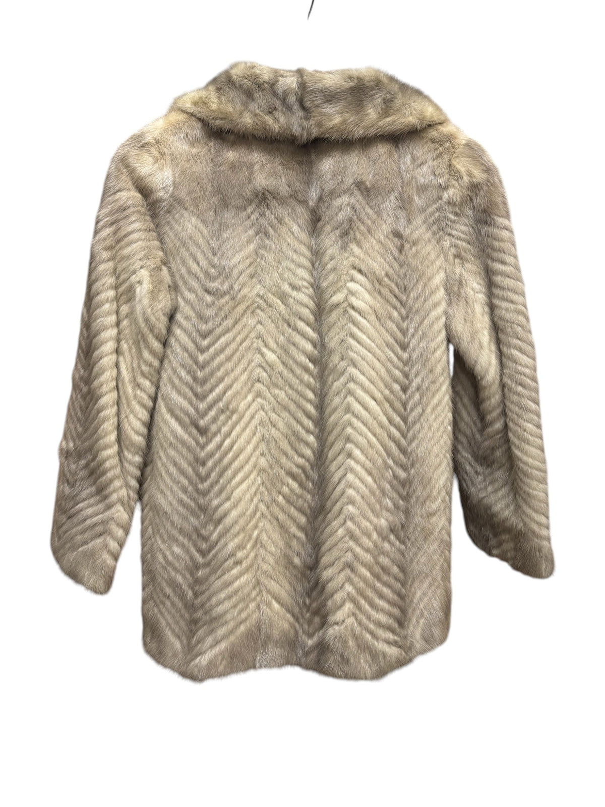 Vintage Light Grey Chevron Patterned Mink Coat