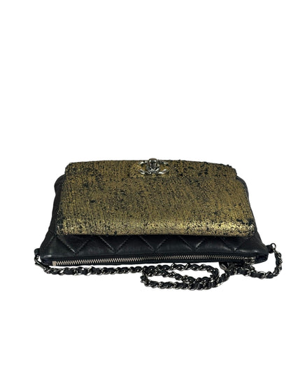 Chanel Black/Golden Quilted Lambskin Night Clutch On Chain Flap Bag 2012