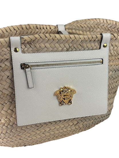 Versace Leather Trim Basket Bag