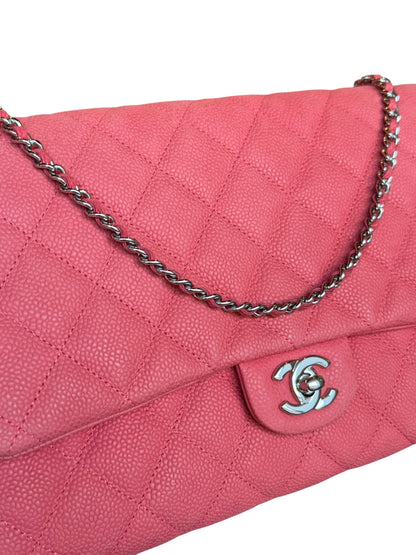 Chanel Coral Pink Matte Quilted Caviar Flap Shoulder Bag 2012