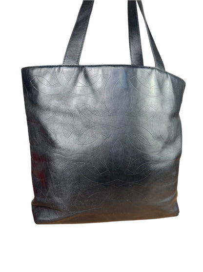 Chanel Black Lambskin CC Swirl Pattern Tote 2000