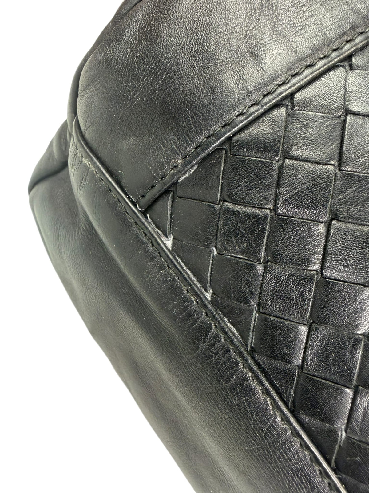 Bottega Veneta Black Leather Intrecciato Trim Belt Bag