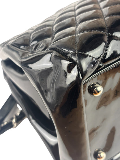 Chanel Large Black Patent Leather Mademoiselle Bowling Bag 2011-12