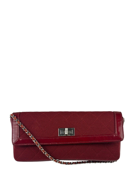 Chanel Dark Red East West Chocolate Bar Patent Trim Handbag 2002-03
