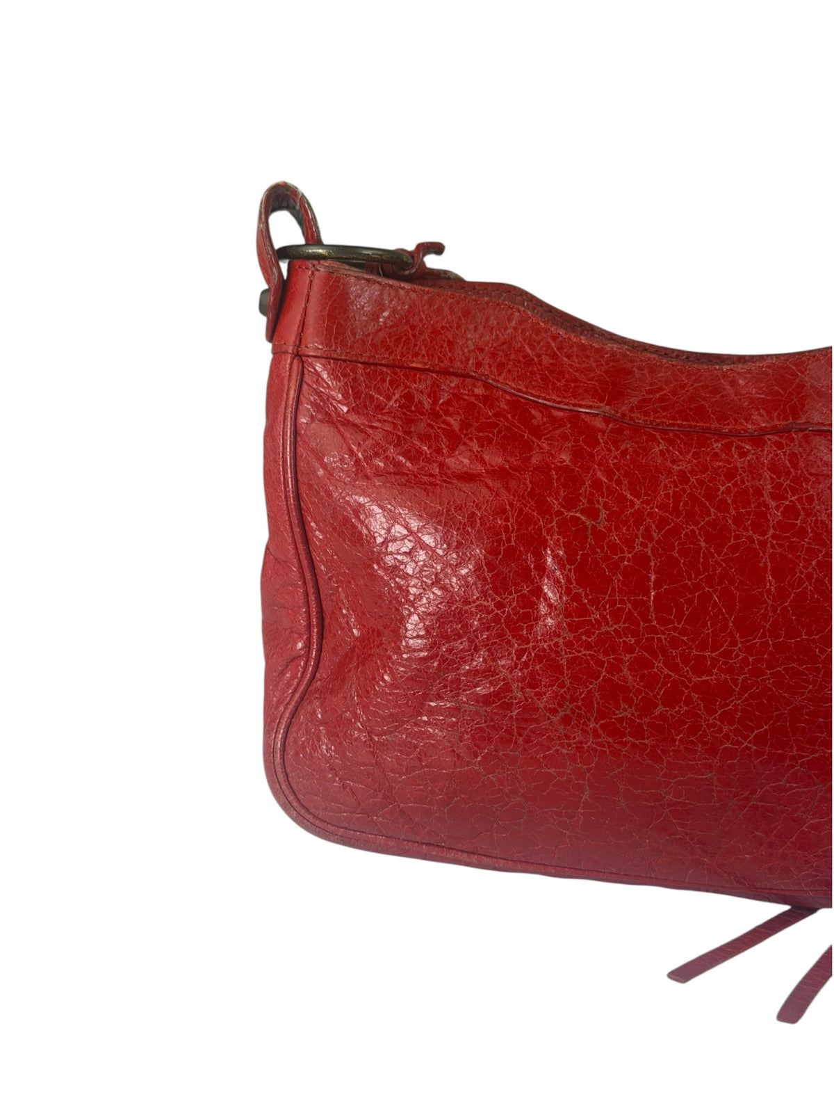 Balenciaga Red Lambskin Hip Moto Crossbody