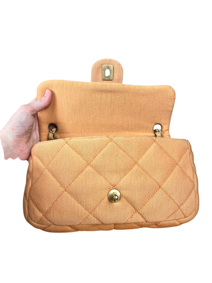 Chanel CC Peach Jersey Quilted Flap Bag
