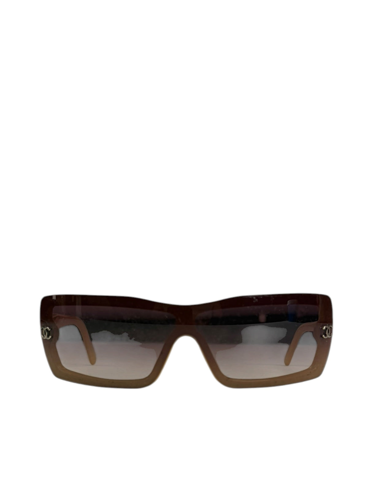 Chanel Beige/Brown Shield Wraparound Reading Sunglasses