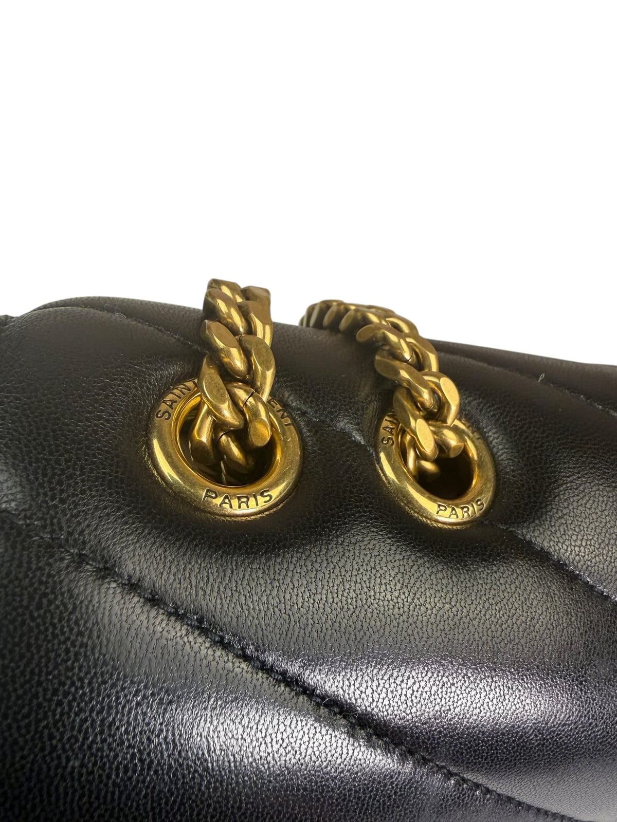 YSL Black Lambskin Matelasse Medium Loulou Shoulder Bag