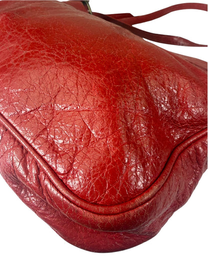 Balenciaga Red Lambskin Hip Moto Crossbody