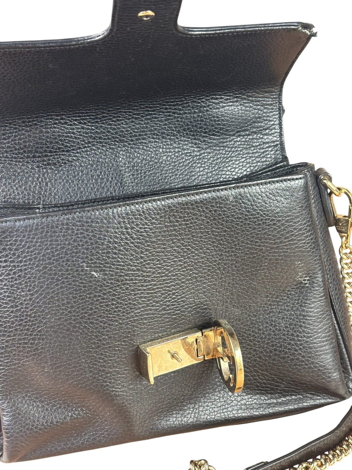 Gucci Black Calfskin Small Dollar Interlocking G Two-Way Bag