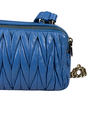 Miu Miu Blue Matelassè Leather Crossbody Bag