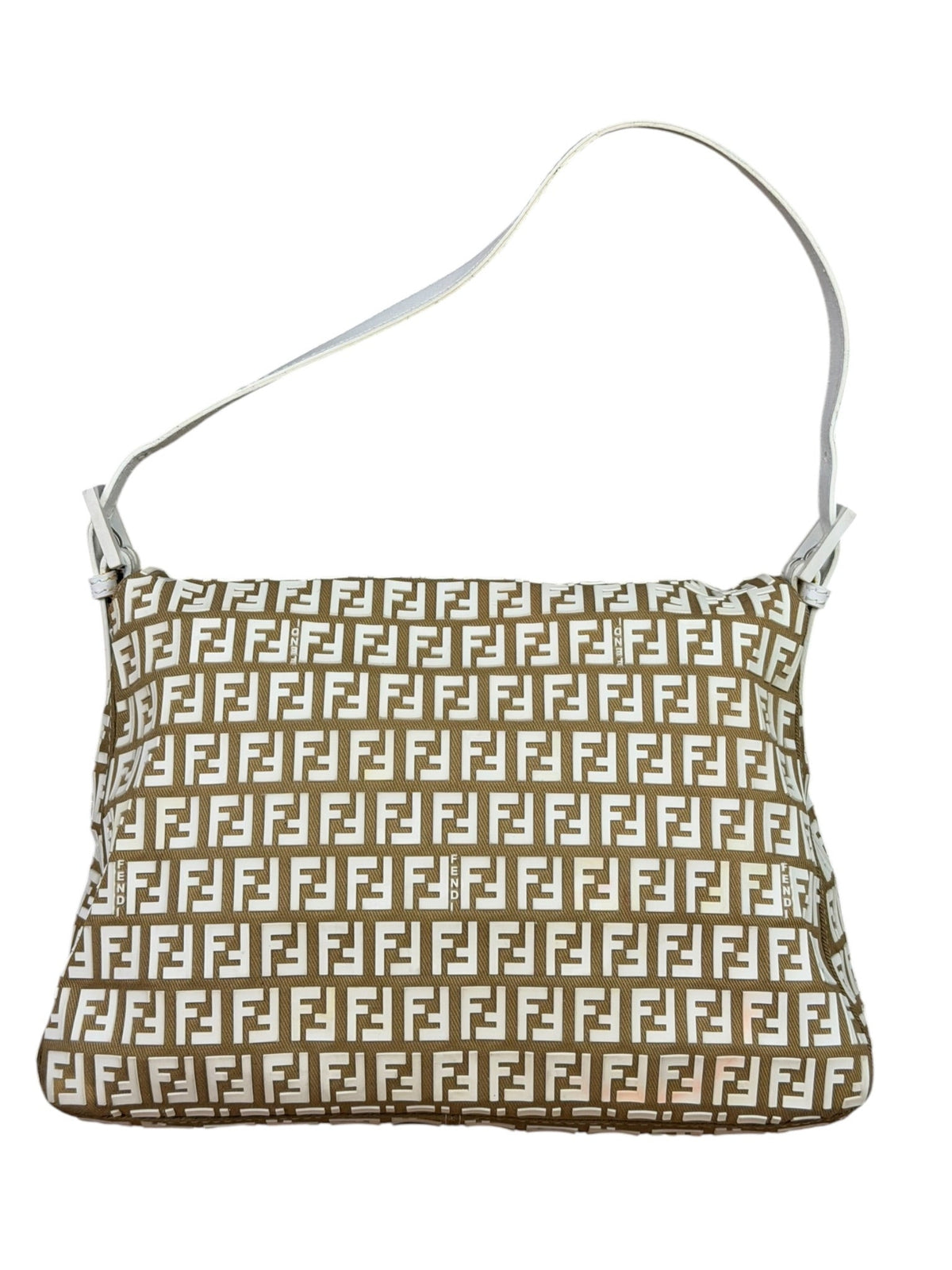 Fendi Vintage Beige Canvas Rubber FF Print Mamma Baguette