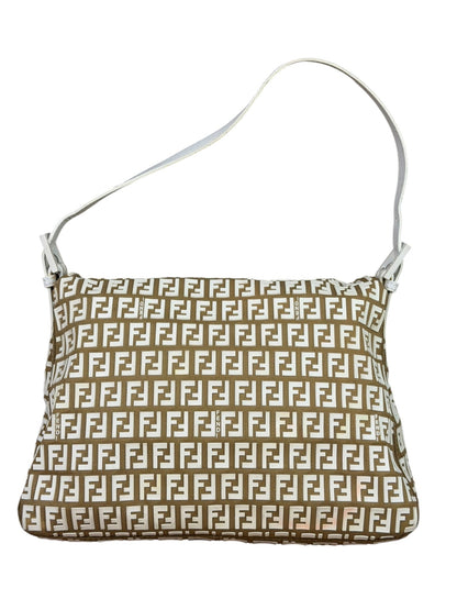 Fendi Vintage Beige Canvas Rubber FF Print Mamma Baguette