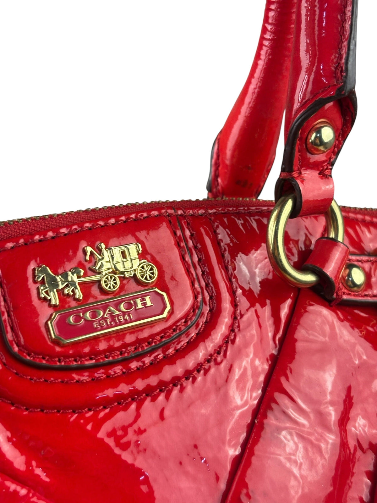 Coach Red Patent Leather Two-Way Bag