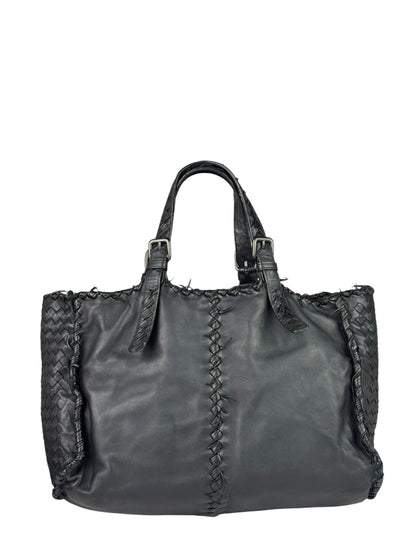 Bottega Veneta Black Intrecciato Fringe Shoulder Bag