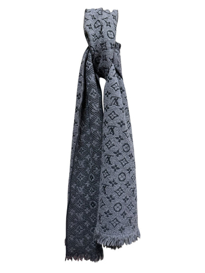 Louis Vuitton Grey/Black Monogram Wool Scarf