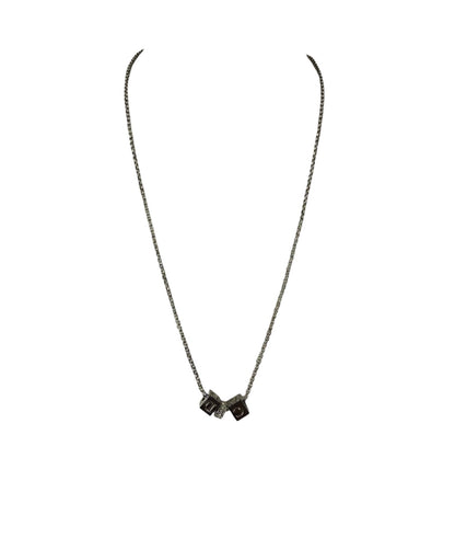 Christian Dior Silver Cubic C&D Charms Necklace