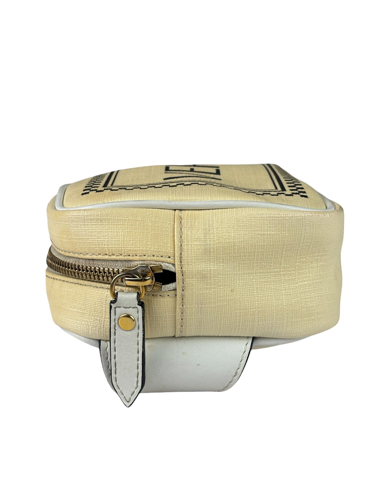Versace Pastel Yellow Leather Logo Print Belt Bag