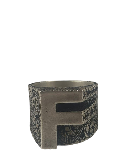 Fendi Silver Maxi Logo Ring