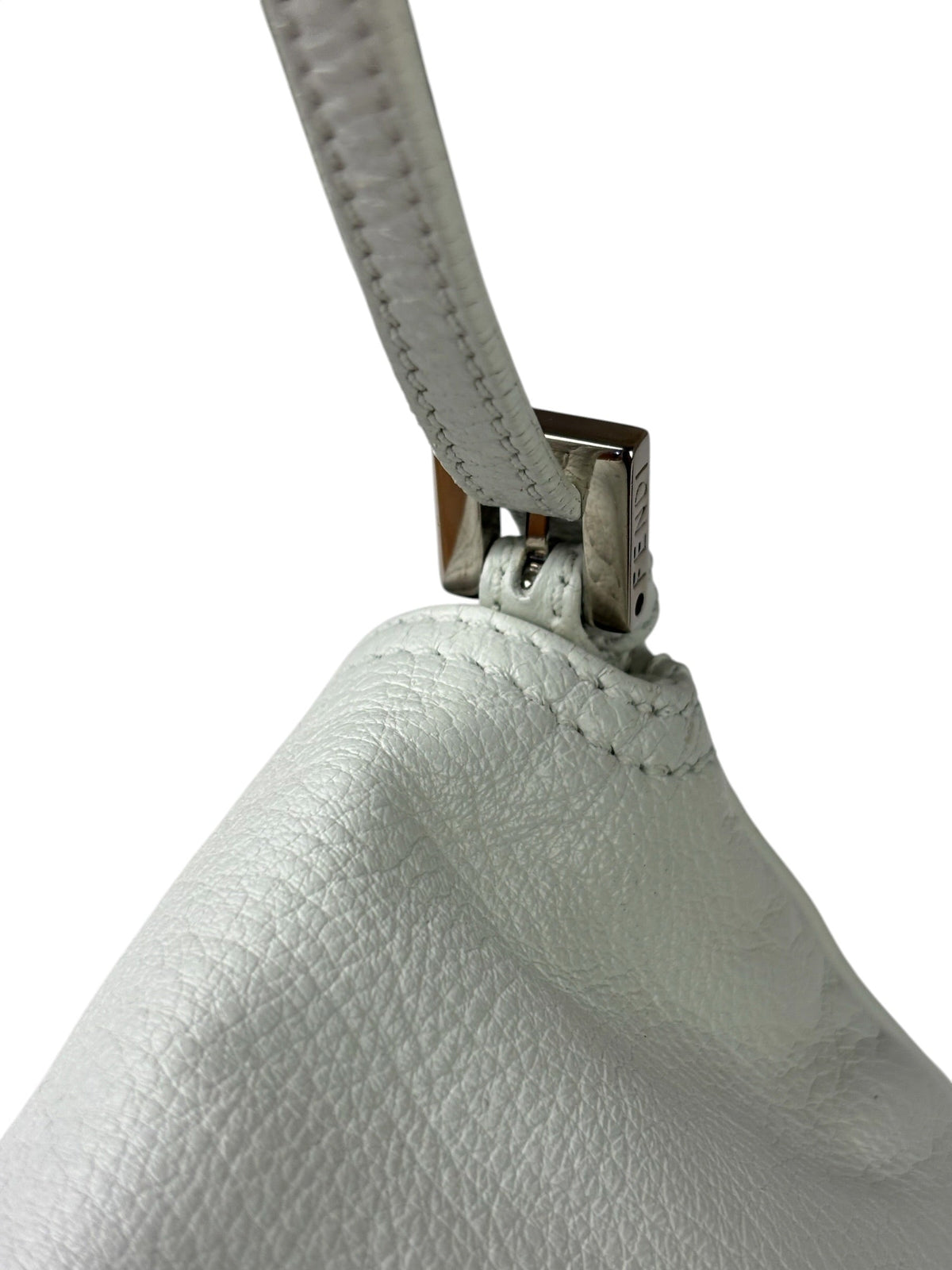 Fendi White Leather Baguette