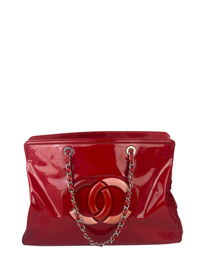 Chanel Lipstick Red Patent Leather Paris-Venice CC Jumbo Tote 2010