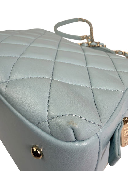 Chanel Light Blue Quilted Lambskin Top Handle Vanity Case 2019