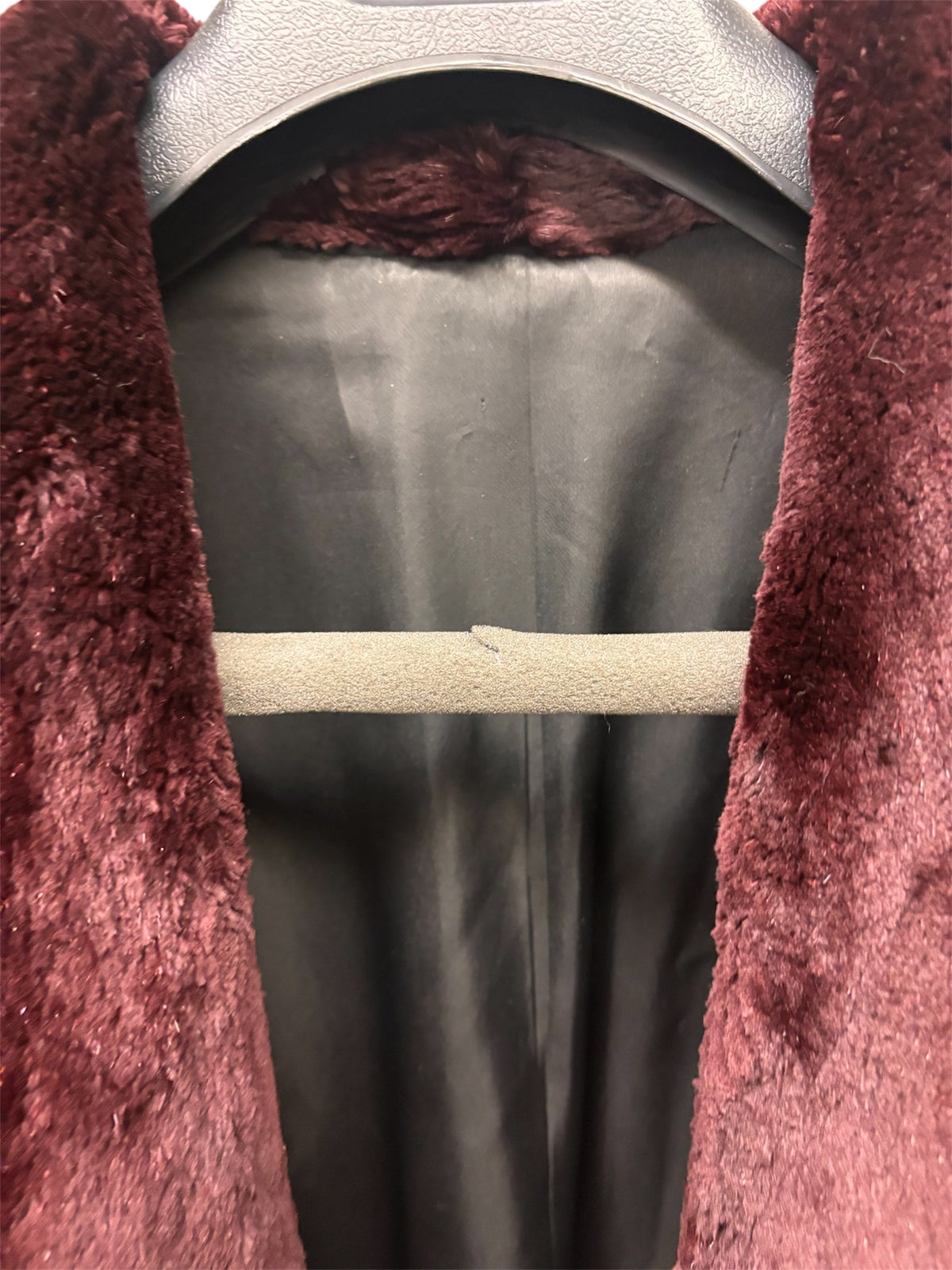 Fellini Burgundy Synthetic Faux Fur Coat