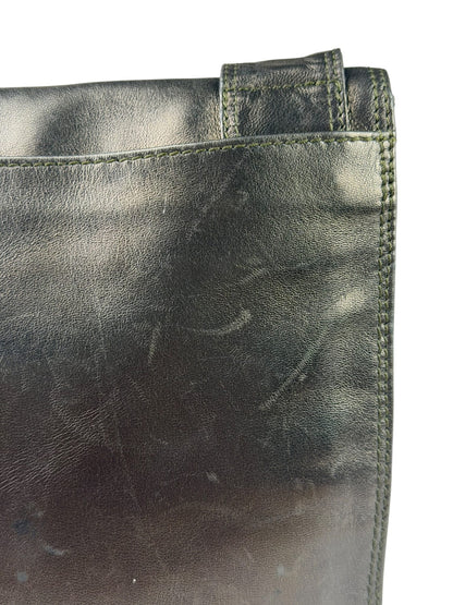 Chanel Vintage Metallic Bronze Lambskin Logo Messenger Bag 1997