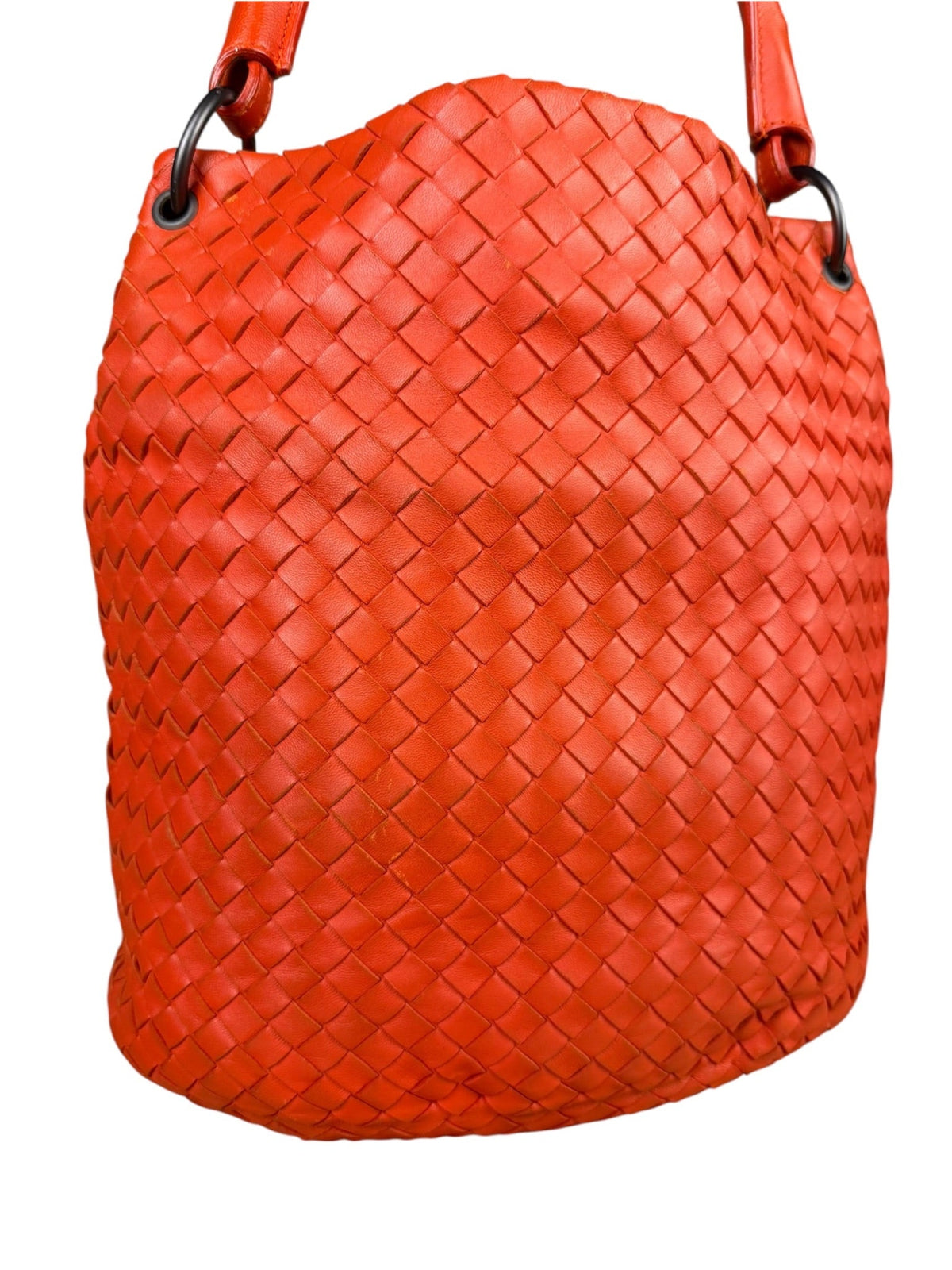 Bottega Veneta Sunset Orange Intrecciato Leather Hobo Tote