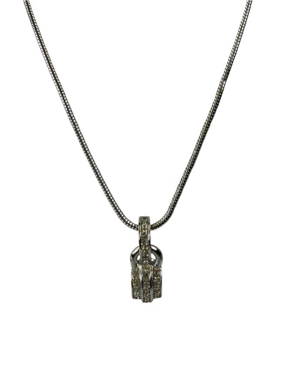 Christian Dior Silver-Tone Snake Chain Crystal-Pave Pendant Necklace