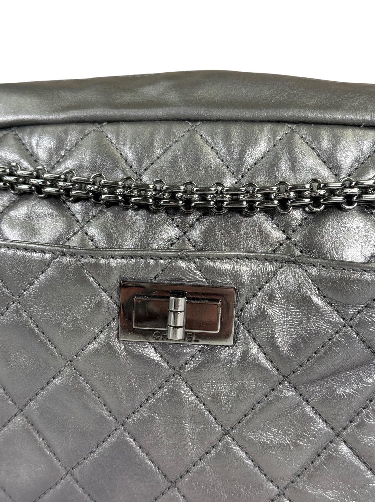 Chanel Metallic Silver Quilted Calfskin Reissue Camera Bag 2008