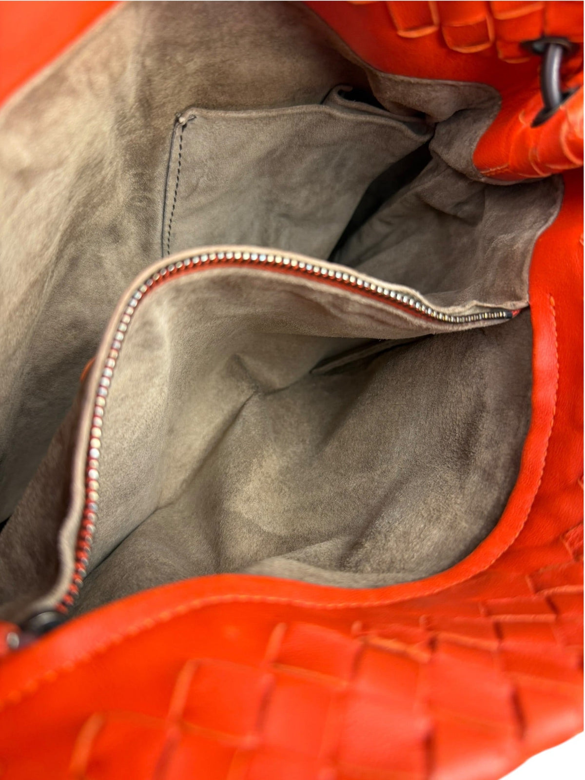 Bottega Veneta Sunset Orange Intrecciato Leather Hobo Tote