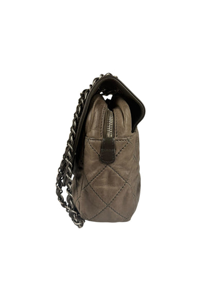 Chanel Olive Two Tone Quilted Leather Chain Flap Bag 2011