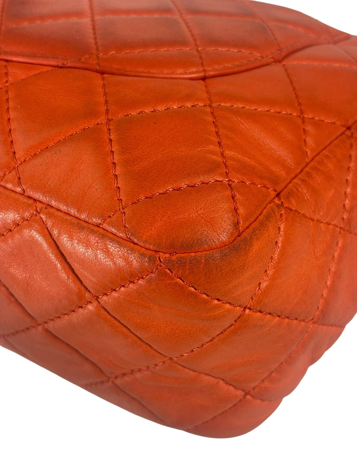 Chanel Orange Quilted Lambskin Flap Bag 2008