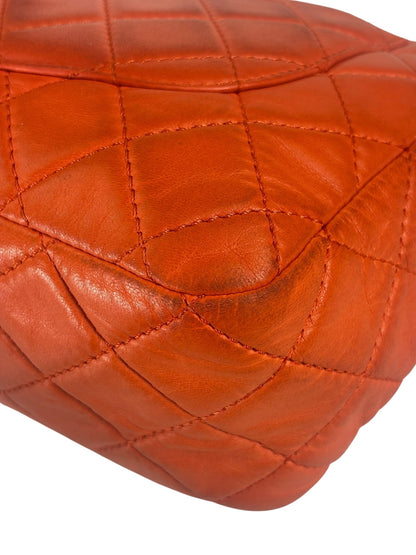 Chanel Orange Quilted Lambskin Flap Bag 2008