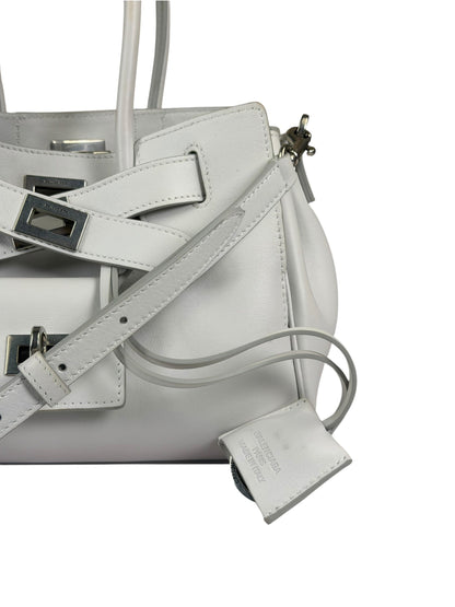 Balenciaga White Leather Bel Air Carry All Handbag