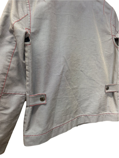 Prada Vintage Blue Striped Canvas Zip Up Collared Jacket
