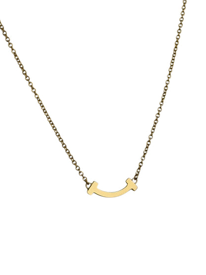 Tiffany & Co.T Smile Yellow Gold & Diamonds Pendant Necklace